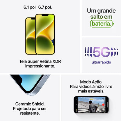 Apple iPhone 14 128GB Estelar (Branco)  6,1” 12MP - iOS 5G