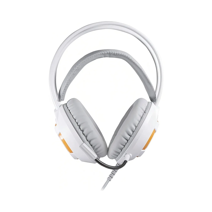 Fone De Ouvido Gamer Com Microfone Oex Headset Kaster - Branco - Cor da luz Laranja