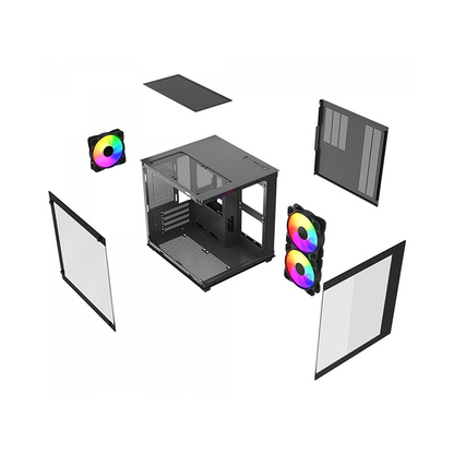 Gabinete Gamer GB1787, Mid Tower, Lateral em Vidro temperado, Preto - Aquário